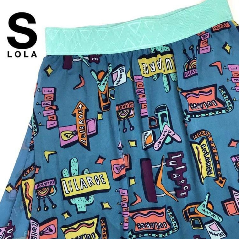 Lularoe Lola Skirt with Retro Logos